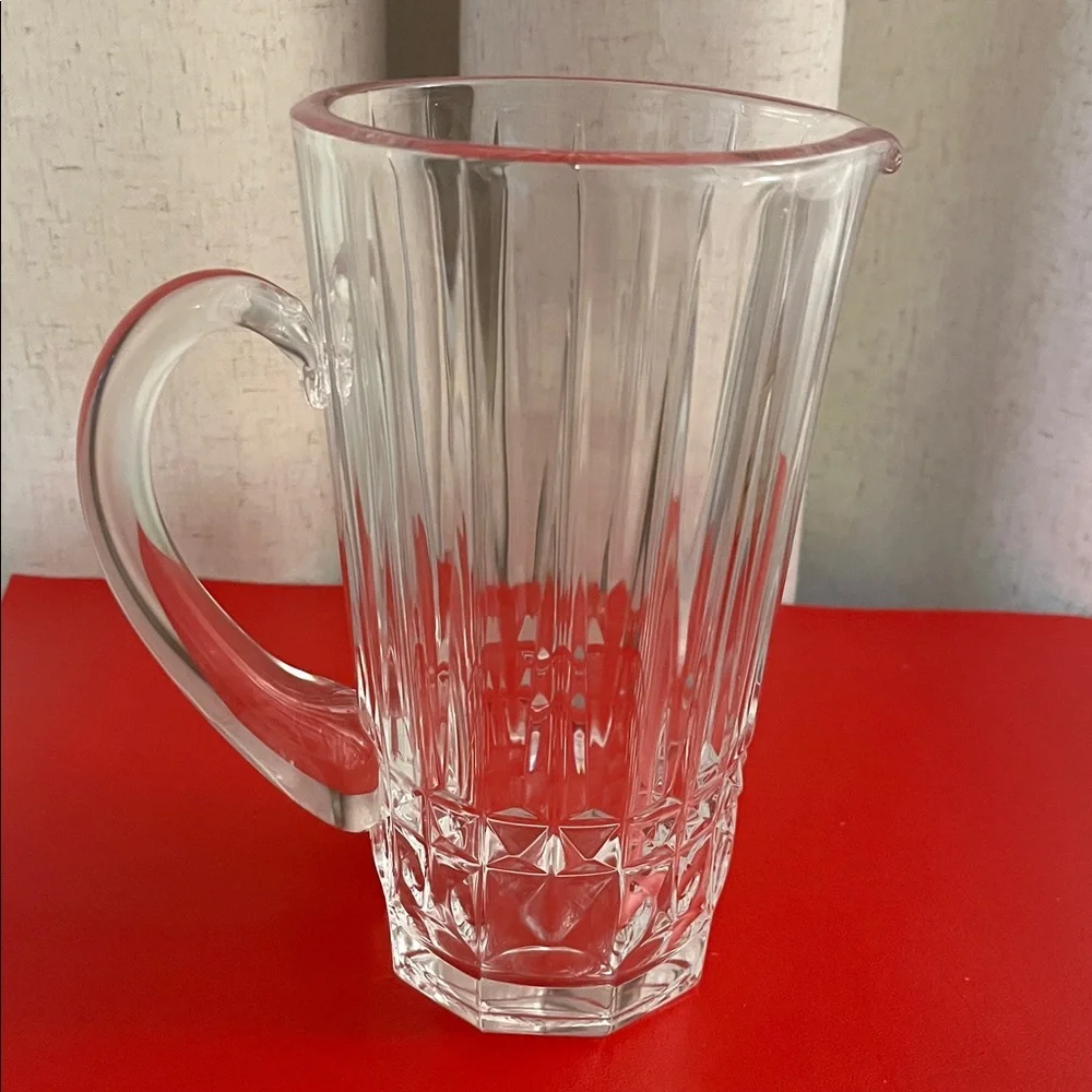 Vtg MCM Val Saint Lambert Balmoral Cut Crystal Water Pitcher 30oz/7.75